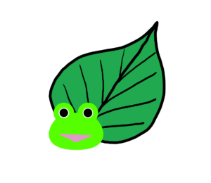 【カエルのイラスト】緑の葉っぱとカエル