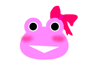【カエルのイラスト】リボンをしたピンク色のカエル