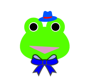 【カエルのイラスト】帽子とリボンのカエル